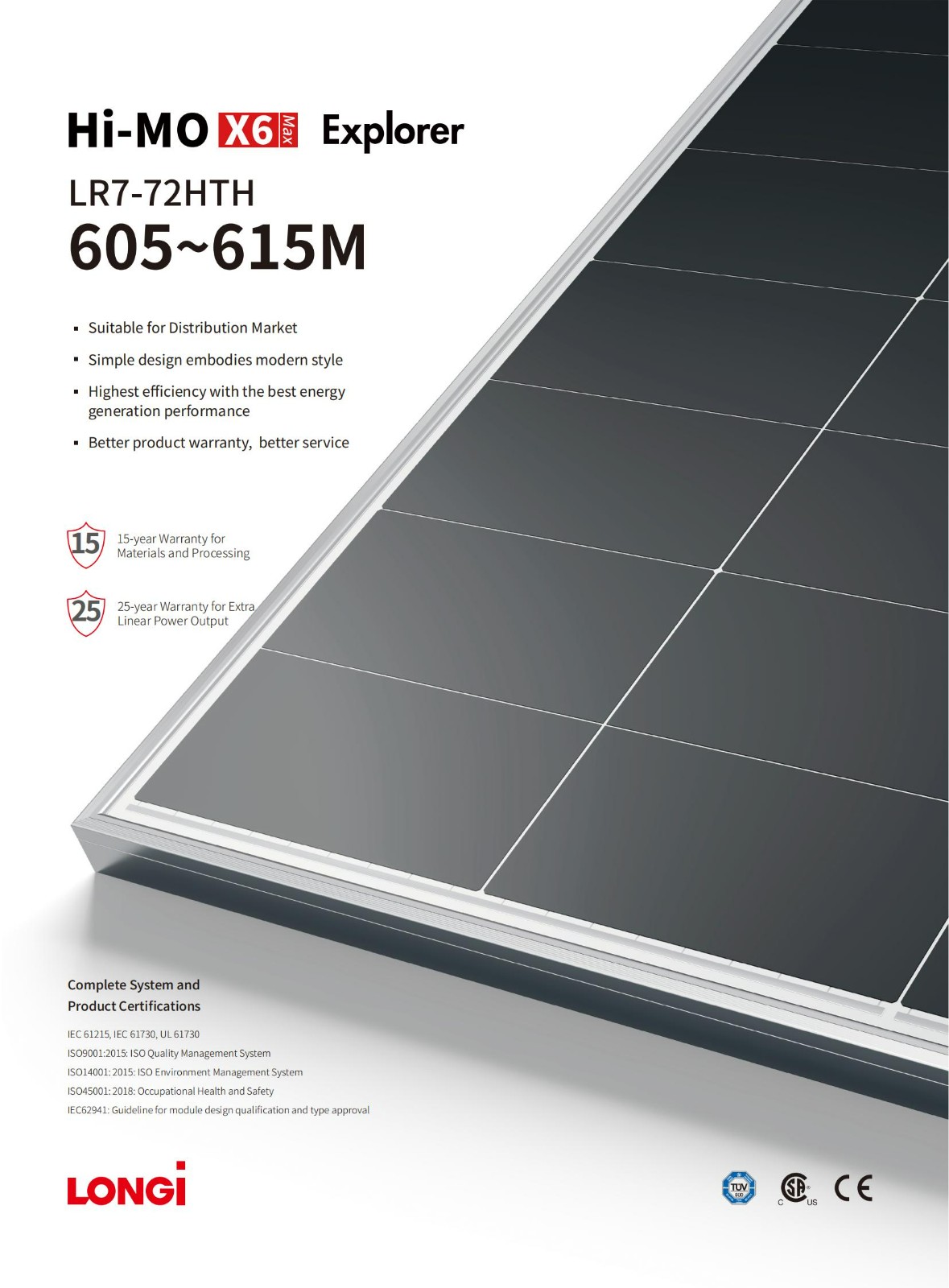 Longi Hi-Mo X10 Black Frame Single Glass Explorer