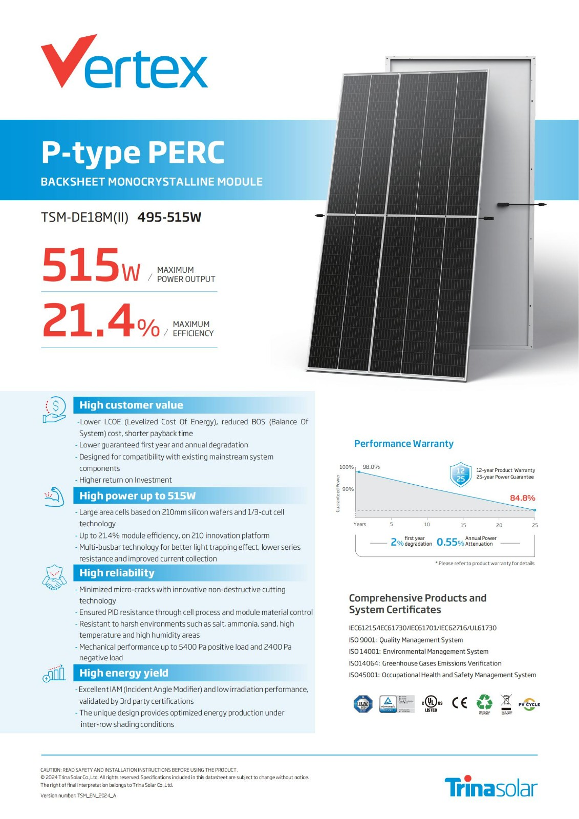 Backsheet Monocrystalline Module