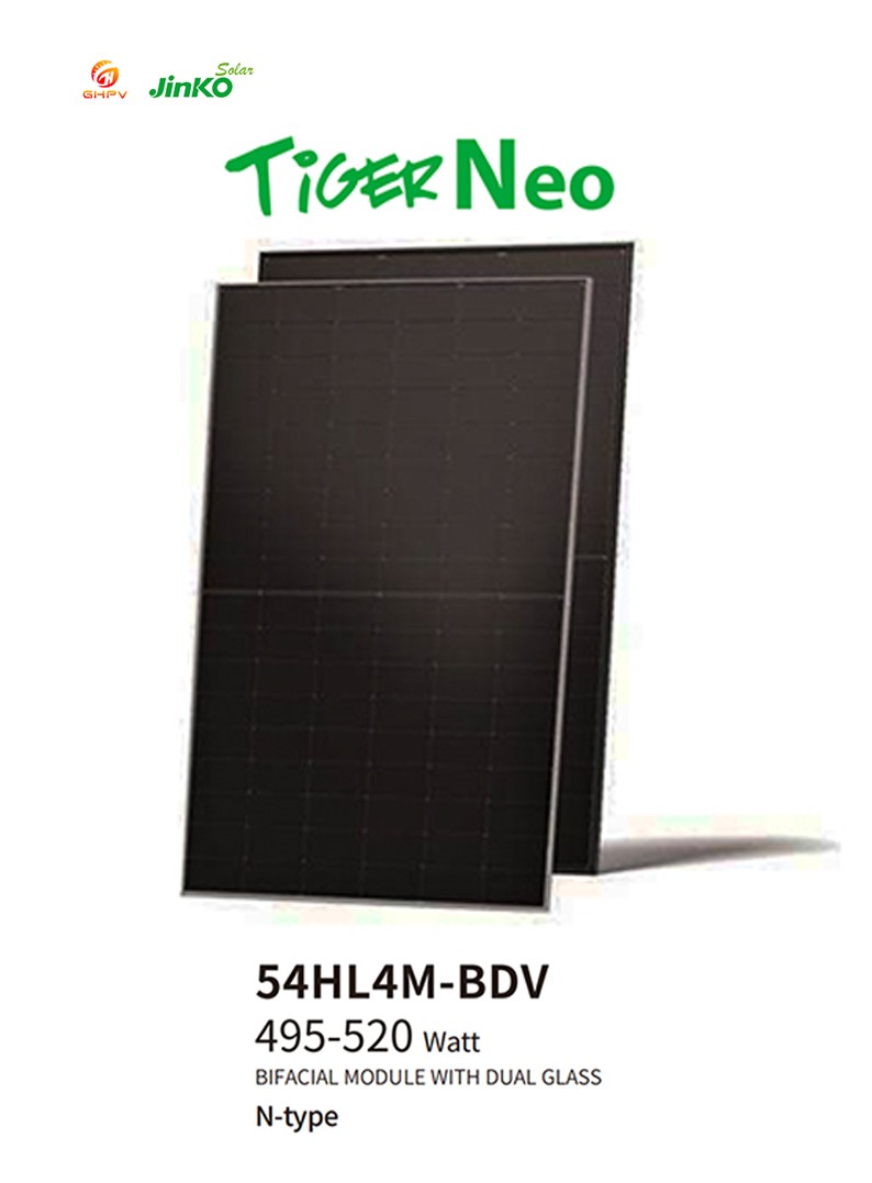 Jinko Tiger Neo 54HL4M-BDV 495-520W  Bifacial Module with Dual Glass Solar Panel