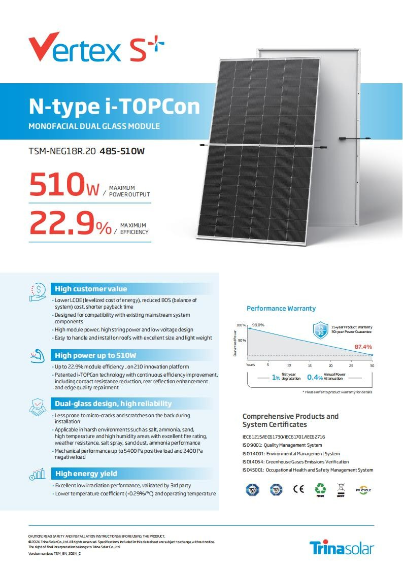 N-type i-TOPCOn MONOFACIAL DUAL GLASS MODULE