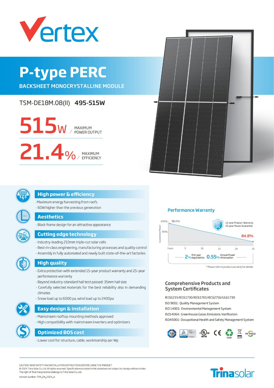 Backsheet Monocrystalline Module