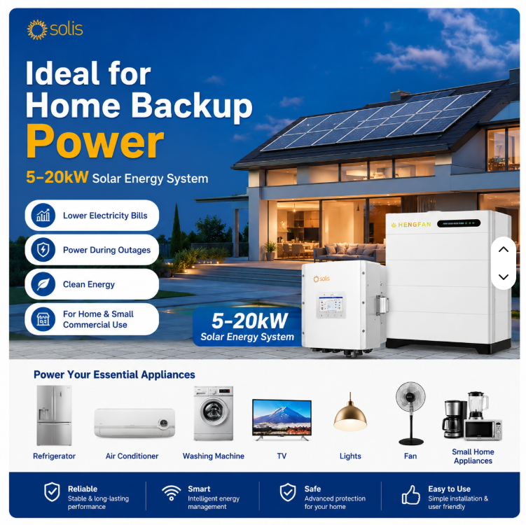 Smart Home Backup Hybrid Solar System Kit 5kW-20kW with Li-Ion Battery