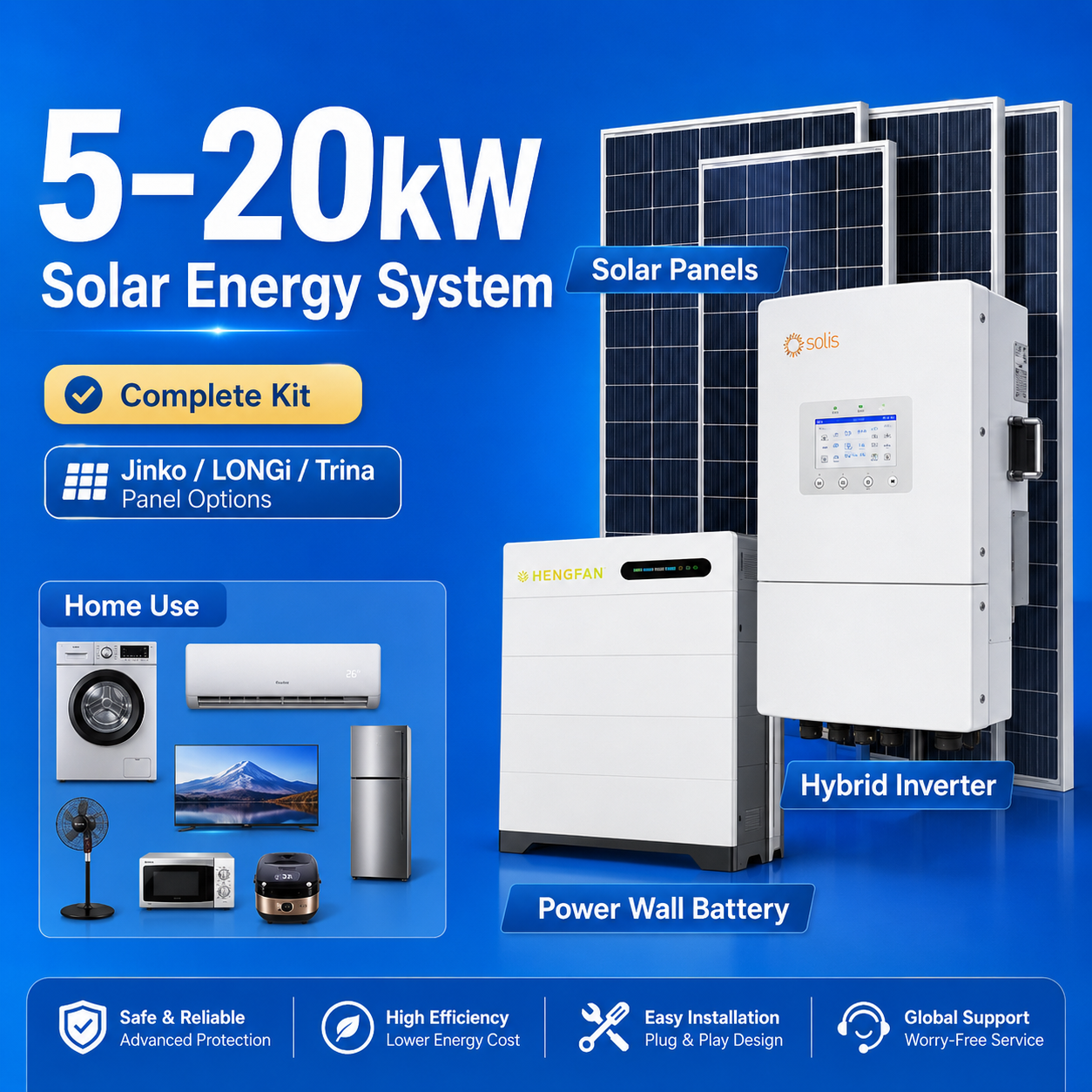 Tier 1 Solar Panel System 5kW - 20kW | Jinko, LONGi, Trina Solar Mono Modules
